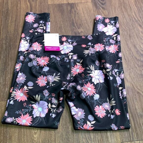 So sporty floral 7/8 leggings fitted stretch casual workout pants - Picture 5 of 6